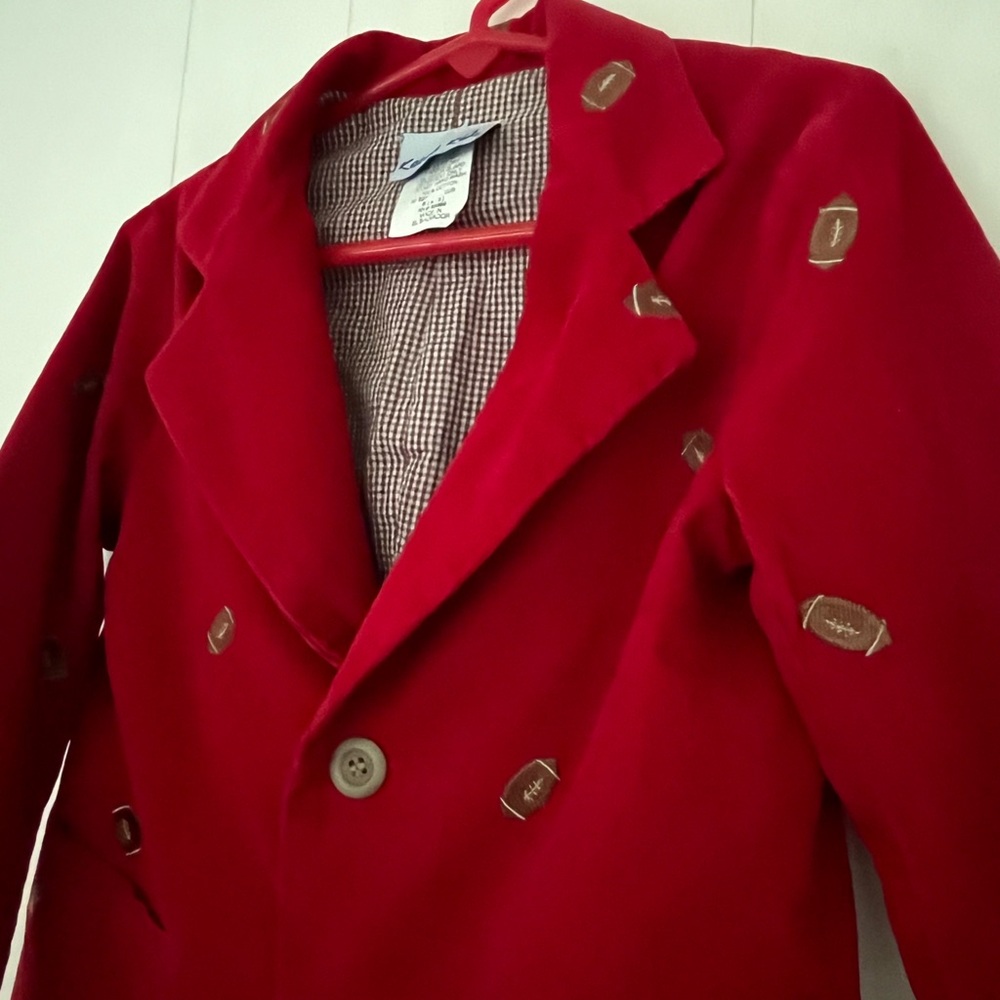 Kelly’s Kids Red Light Corduroy Blazer Jacket Football Embroidery Size Small 5-6 - Picture 11 of 16